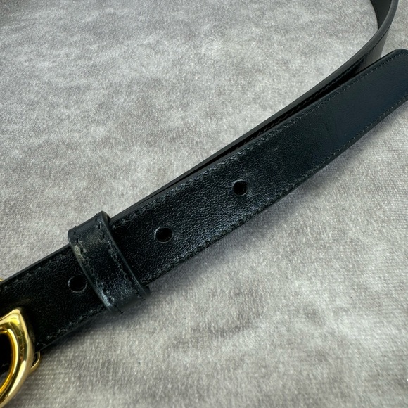 Gucci Double G Marmont Slim Black Leather Belt 409417 105/42 - Picture 6 of 12